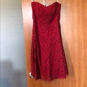 Apple Red David’s bridesmaid dress